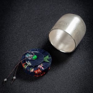 Small Antique Chinese Silver Plated Ceramic Loose Leaf Tea Container