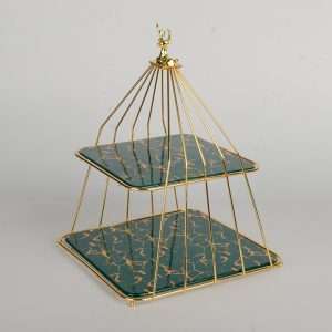 Modern Ceramic Slate Bird Cage 2-3 Tier Afternoon High Tea Party Cake And Fruit Holder Stand