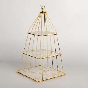 Modern Ceramic Slate Bird Cage 2-3 Tier Afternoon High Tea Party Cake And Fruit Holder Stand