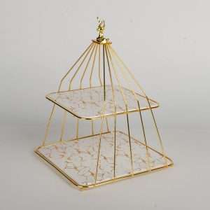 Modern Ceramic Slate Bird Cage 2-3 Tier Afternoon High Tea Party Cake And Fruit Holder Stand
