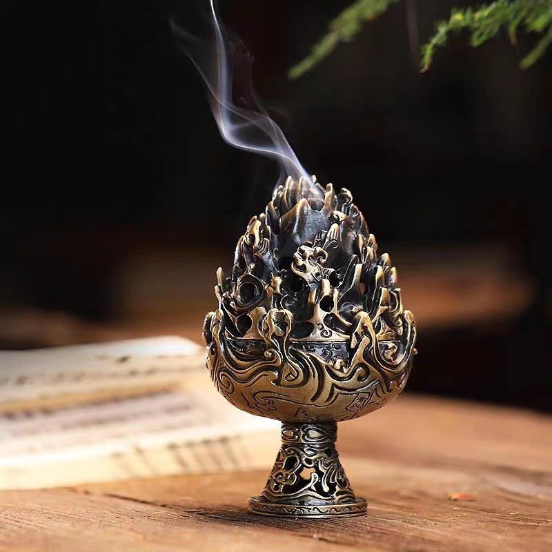 Small Alloy Mountain Carved Charcoal and Powder Cone Incense Burner Holder Small Alloy Mountain Carved Charcoal and Powder Cone Incense Burner Holder