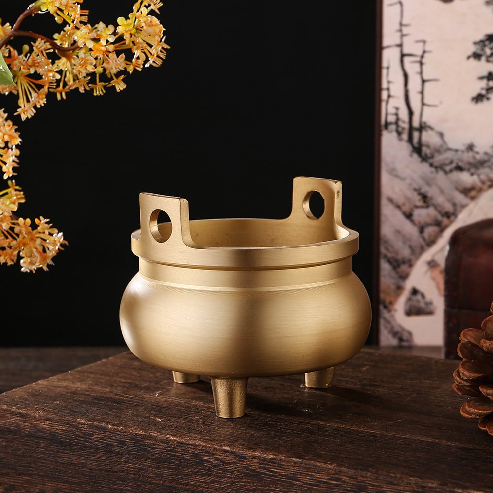 Small and Tall Three-Legged Antique Brass Incense Burner Small and Tall Three-Legged Antique Brass Incense Burner