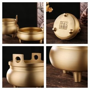 Small and Tall Three-Legged Antique Brass Incense Burner