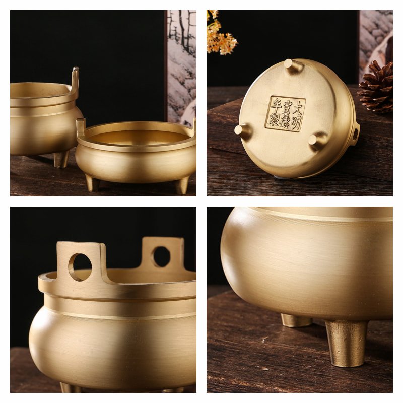 Small and Tall Three-Legged Antique Brass Incense Burner Small and Tall Three-Legged Antique Brass Incense Burner