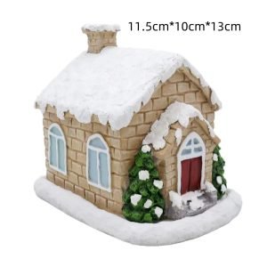 Snowy Christmas House with Smoking Chimney Log Cabin Incense Burner