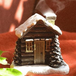 Snowy Winter Smoking chimney Log Cabin Incense Burner