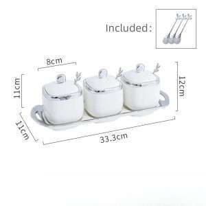 Silver Color Ceramic Vintage Afternoon Tea Coffee Sugar Canisters With Stand