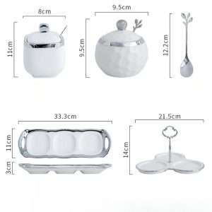 Silver Color Ceramic Vintage Afternoon Tea Coffee Sugar Canisters With Stand