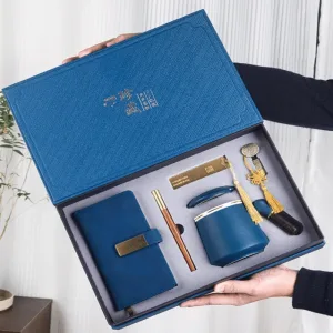 Blue Travel Ceramic Tea Mug Gift Set With Ceramic Infuser And Lid-400ml