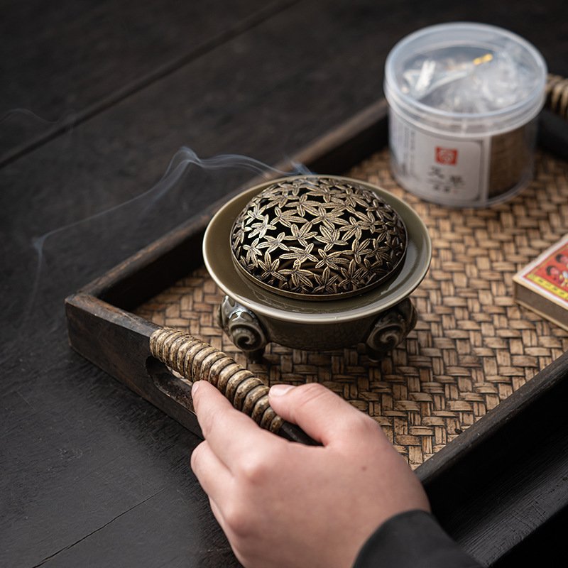 Three-Legged Ceramic Charcoal and Powder Cone Incense Burner Holder Three-Legged Ceramic Charcoal and Powder Cone Incense Burner Holder