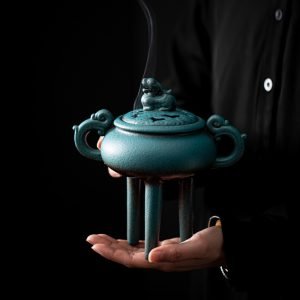 Three-Legged Foo Dog Vintage Charcoal and Powder Cone Incense Burner Holder