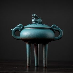Three-Legged Foo Dog Vintage Charcoal and Powder Cone Incense Burner Holder
