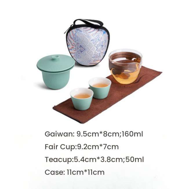 Antique Forbidden City Ceramic Travel Tea Container Kit Set With Gaiwan Antique Forbidden City Ceramic Travel Tea Container Kit Set With Gaiwan