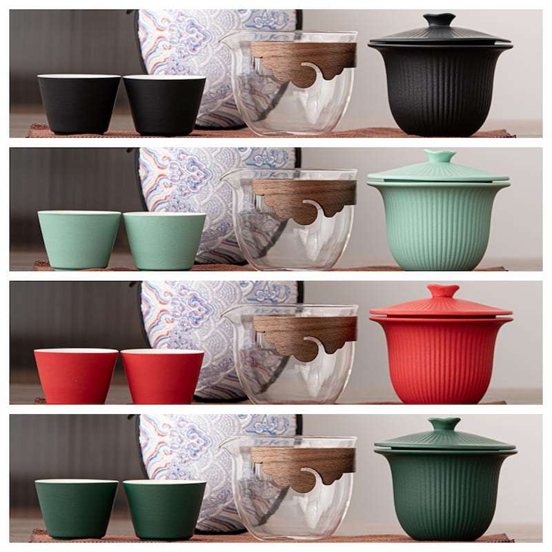 Antique Forbidden City Ceramic Travel Tea Container Kit Set With Gaiwan Antique Forbidden City Ceramic Travel Tea Container Kit Set With Gaiwan