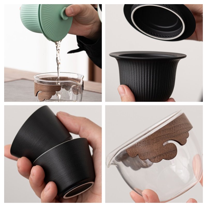 Antique Forbidden City Ceramic Travel Tea Container Kit Set With Gaiwan Antique Forbidden City Ceramic Travel Tea Container Kit Set With Gaiwan