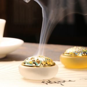 Traditional Glazed Glass Charcoal and Powder Cone Incense Burner Holder