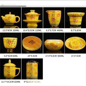 Traditional Yellow Royal Enamel-painted Porcelain Chinese Tea Gift Set