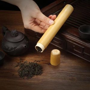 Travel Portable Airtight Bamboo Wooden Loose Leaf Tea Container