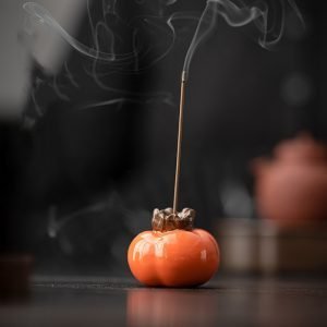 Unique Persimmon-Shaped Ceramic Stick Incense Burner Holder
