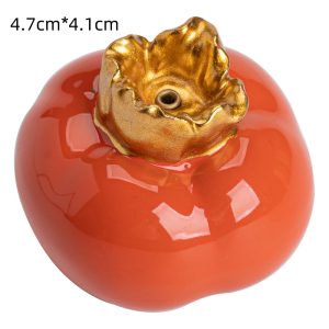 Unique Persimmon-Shaped Ceramic Stick Incense Burner Holder