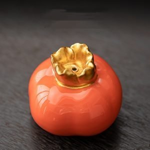 Unique Persimmon-Shaped Ceramic Stick Incense Burner Holder