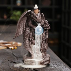 Unique Pterosaur Purple Clay Ceramic Backflow and Waterfall Incense Burner