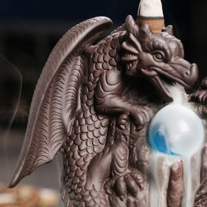 Unique Pterosaur Purple Clay Ceramic Backflow and Waterfall Incense Burner