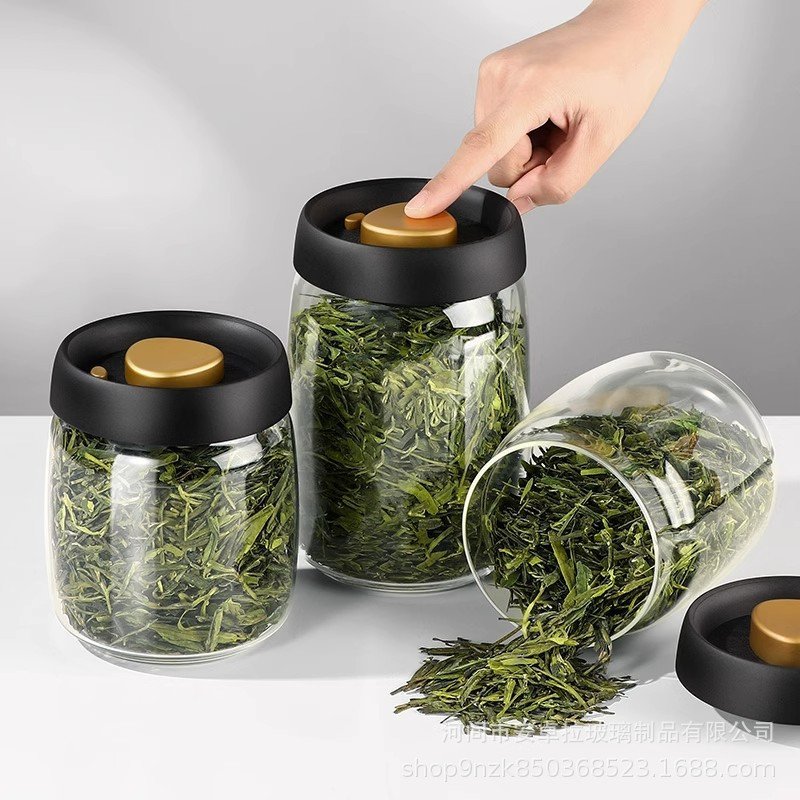 Best Airtight Vacuumable Glass Loose Leaf Tea Container for Sale Best Airtight Vacuumable Glass Loose Leaf Tea Container for Sale