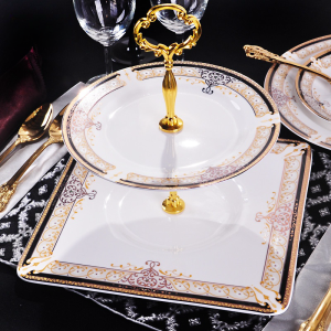 Vintage Ceramic 2 Tier High Cake and Pastry Holder Plate Stand for Afternoon Tea Party