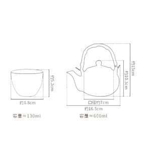 Vintage Porcelain Hand-painted Geometric Pattern Japanese Teapot Set With Bamboo Handle