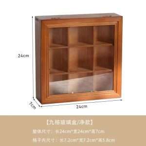 Vintage Wooden Tea Bag Organizer And Storage Box With Acrylic Glass Cover