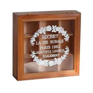 Vintage Wooden Tea Bag Organizer And Storage Box With Acrylic Glass Cover