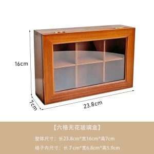 Vintage Wooden Tea Bag Organizer And Storage Box With Acrylic Glass Cover