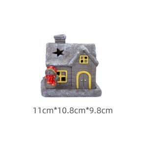 White and Gold Christmas House with Smoking chimney Log Cabin Incense Burner