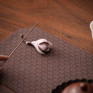 White and Pink Magnolia Ceramic Stick Incense Burner Holder