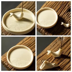 White and Yellow Koi Fish Ceramic Stick Incense Burner Holder