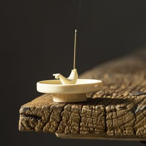 White and Yellow Koi Fish Ceramic Stick Incense Burner Holder