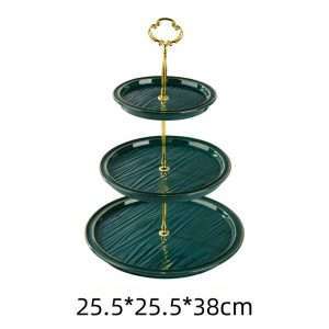 Ideas Wooden Texture Green Ceramics Afternoon 3 Tier High Tea And Coffee Plate Stand