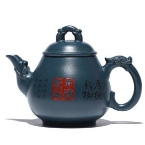 10.9 Oz Authentic Handmade Blue Dragon Egg Chinese Yixing Clay Zisha Teapot With Maker's Marks