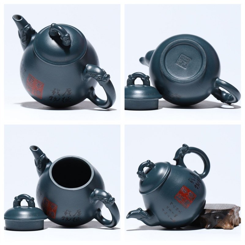 10.9 Oz Authentic Handmade Blue Dragon Egg Chinese Yixing Clay Zisha Teapot With Maker’s Marks 10.9 Oz Authentic Handmade Blue Dragon Egg Chinese Yixing Clay Zisha Teapot With Maker's Marks