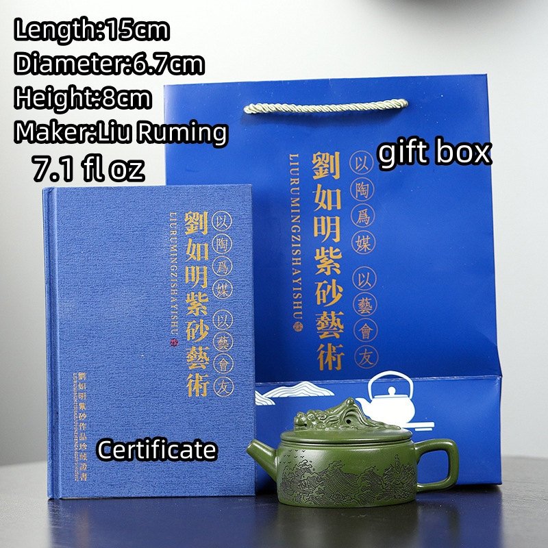 7.1oz Best Dragon Out To Sea Theme Green Yixing Clay Zisha Chinese Teapot With Certificate 7.1oz Best Dragon Out To Sea Theme Green Yixing Clay Zisha Chinese Teapot With Certificate