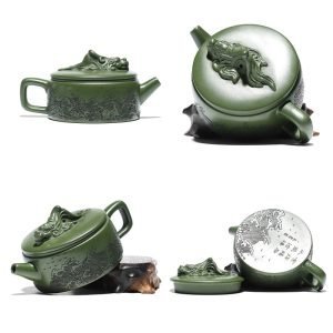 7.1oz Best Dragon Out To Sea Theme Green Yixing Clay Zisha Chinese Teapot With Certificate