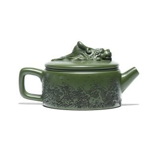7.1oz Best Dragon Out To Sea Theme Green Yixing Clay Zisha Chinese Teapot With Certificate