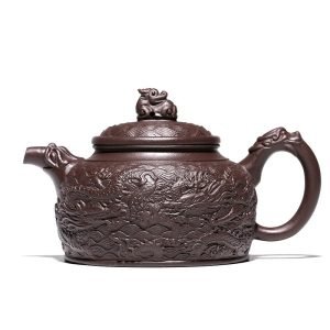 11.1 Oz Antique Swimming Dragon Pattern Chinese Yixing Clay Zisha Pottery Teapot