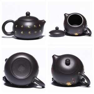 8.4 Oz Bat And Peach Pattern Handmade Real Chinese Yixing Purple Clay Teapot For Sale