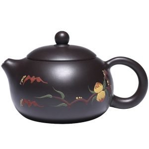 8.4 Oz Bat And Peach Pattern Handmade Real Chinese Yixing Purple Clay Teapot For Sale