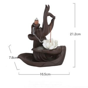 Zen Buddha Hand Purple Clay Ceramic Backflow and Waterfall Incense Burner