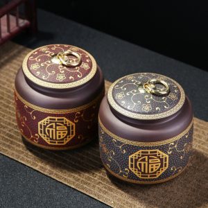 Antique Chinese Zisha Yixing Purple Clay Tea Container for Loose Leaf