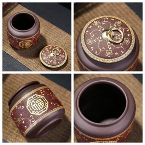 Antique Chinese Zisha Yixing Purple Clay Tea Container for Loose Leaf