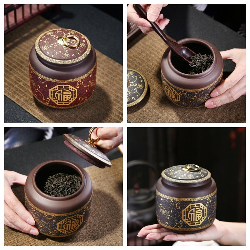 Antique Chinese Zisha Yixing Purple Clay Tea Container for Loose Leaf Antique Chinese Zisha Yixing Purple Clay Tea Container for Loose Leaf